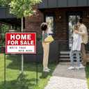 Home For Sale Sign with Stakes, 30 Tall, Double Sided Signs, For Sale By Owner Signs for Real Estate, Yard Sign for Home House Real Estate,(3 Pack)