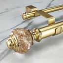 Double Curtain Rod Set:1-1/8 Inch Diameter Luxury Gold Curtain Rods, 72-144 Inches Adjustable Drapery Rod with Clear Gold Foiled Finials for 1 Pack