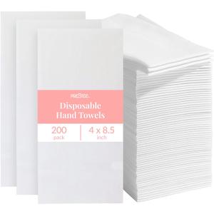 Prestee 200 Disposable Paper Hand Towels That Feel Like Linen Napkins, 2-Ply - Guest Towels, Wedding Paper Napkins, Disposable Napkin for Guest Bathroom, Parties, Dinners, Events (White)