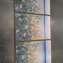 Extra Large Blue Floral Wall Art Framed Artwork for Living Room Bedroom Bathroom Blue Flowers Bloom Painting by The Seaside 24x36 Inches Set of 3