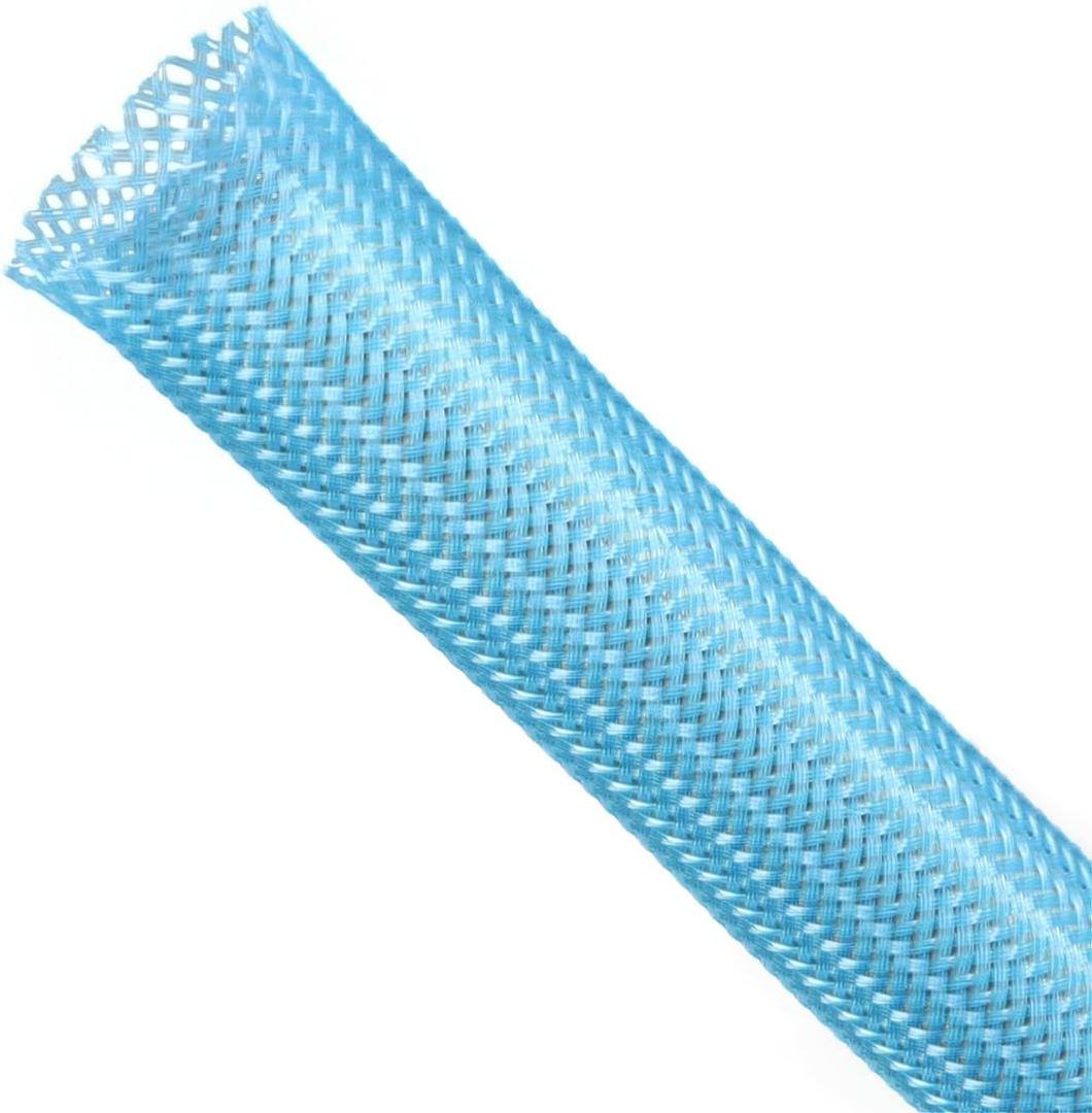 Braided Expandable Cable Sleeve, PET Wire Loom, Flexible Mesh Sleeving Cord Management for TV, Computer, Home Theater, Automotive, Protect Cat from Chewing Cords (Blue, 1/4" x 25ft)