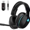 Gtheos 2.4GHz Wireless Gaming Headphones for PS5, PS4 Fortnite & Call of Duty/FPS Gamers, PC, Nintendo Switch, Bluetooth 5.3 Gaming Headset with Noise Canceling Mic, Stereo Sound, 40+Hr Battery -Black