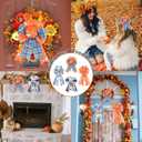 Fall Ribbon,6 Rolls Thanksgiving Day Pumpkin Maple Leaves Fabric Wired Ribbon,Orange White Blue Plaids Craft for Bow Wreath Floral Gift Box Wrapping,Thanksgiving Decor Gifts,30 Yards