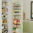8-Tier Adjustable Over the Door Pantry Organizer with 2 Sets Hooks Fits Most Doors, Hanging Spice Rack for Pantry Door Organizer And Storage, White