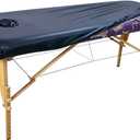 Massage Table Cover with Face Hole (32 Inches Wide) | 100% PU Massage Table Cover Protector | Wipeable, Reusable & Waterproof Vinyl Cover for Square Massage Tables (32W x 74L x 4H Inch 1pack, Black)