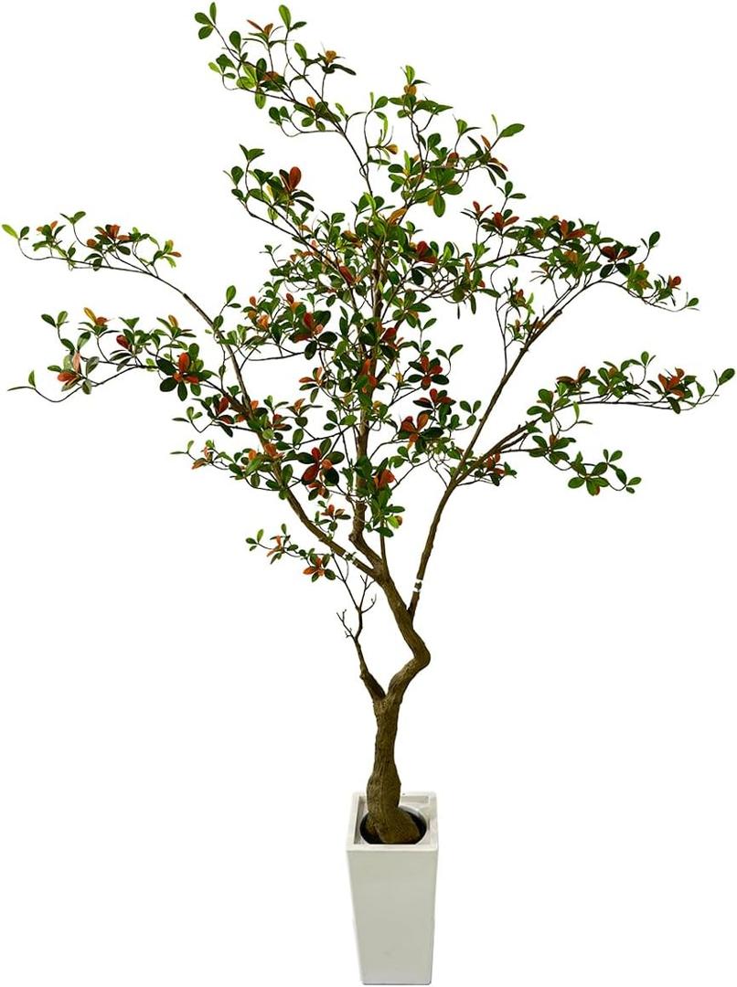 7ft Artificial Gardenia Tree for Indoor & Outdoor Dcor - Lifelike Foliage, Eco-Friendly Design, Sturdy Base - Perfect for Patio, Living Room, or Rustic Garden Themes