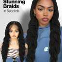 quickwig Senegalese Twist Long Braided Wig 26 Inches Square Knotless Twist Braided Wigs for Black Women Glueless Full Lace Braids Wigs Pre Plucked with Baby Hair Synthetic Twist Hair Black Color