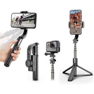 Selfie Stick Gimbal Stabilizer, UPXON 360 Rotation Tripod with Wireless Remote, Portable Phone Holder, Auto Balance 1-Axis Gimbal for Smartphones Tiktok Vlog Youtuber Live Video Record