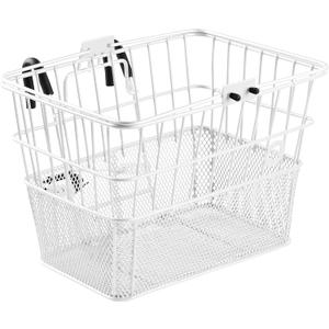 Retrospec Apollo Detachable Front Bike Basket Steel Half-Mesh with Integrated Detachable Hooks and Built-In Handle, Easy Assembly and Portability for Bicycles (White)