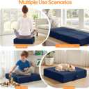 MeMoreCool Square Floor Pillows for Adults Kids, 2 Sets Large Meditation Cushion with 5" Thick Foam and Washable Tufted Cover, 24 Inch Navy Seat Floor Cushions for Sitting and Yoga