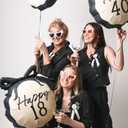 PartyDeco Happy 40th Birthday Balloon 18.5 x 17.5 Inch, 40th Birthday Decorations for Women Cream and Black Balloons with Bow Anniversary Party Decorations for Women
