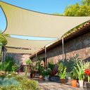 ShadeMart 12' x 20' Beige Sun Shade Sail UPF50 Rectangle Canopy Fabric Cloth Screen smTAPR1220, Water and Air Permeable & UV Resistant, Heavy Duty, Carport Patio Outdoor