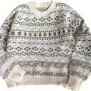 Floerns Women's Vintage Long Sleeve Sweaters Crewneck Retro Halloween Fall Outfit Pullover Tops (Beige, M)