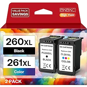 PG-260 XL CL-261 XL Ink Cartridges Replacement for Canon 260XL and 261XL Ink Cartridge Compatible with TS5320 TR7020 TS6420 TS5300 TS6400 TS6420a TR7022 TR7020a (Black and Tricolor,2-Pack)