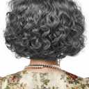 Old Lady Wig for Women Gray Granny Curly Wig with Necklace and Glasses for Halloween Costume Party Cosplay