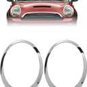 HECASA Pair Headlight Bezel Headlamp Trim Ring Compatible with 2007-2015 Mini Cooper R55 R56 R57 R58 R59 S Clubman Hatchback Convertible Coupe Roadster Front Headlamp Door Silvery Left&Right Side