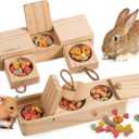 SoulThink Interactive Wooden Pet Rabbit Toys - Sniff n' Snack Bunny Chew Toys for Rabbit Treats, Suited as Guinea Pig, Hamster for Boredom, Bunny Toys for Rabbits Keep Busy (2 Sets)