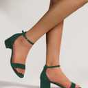 PARTY Women's Open Toe Ankle Strap Low Block Chunky Heels Sandals, Size 6
