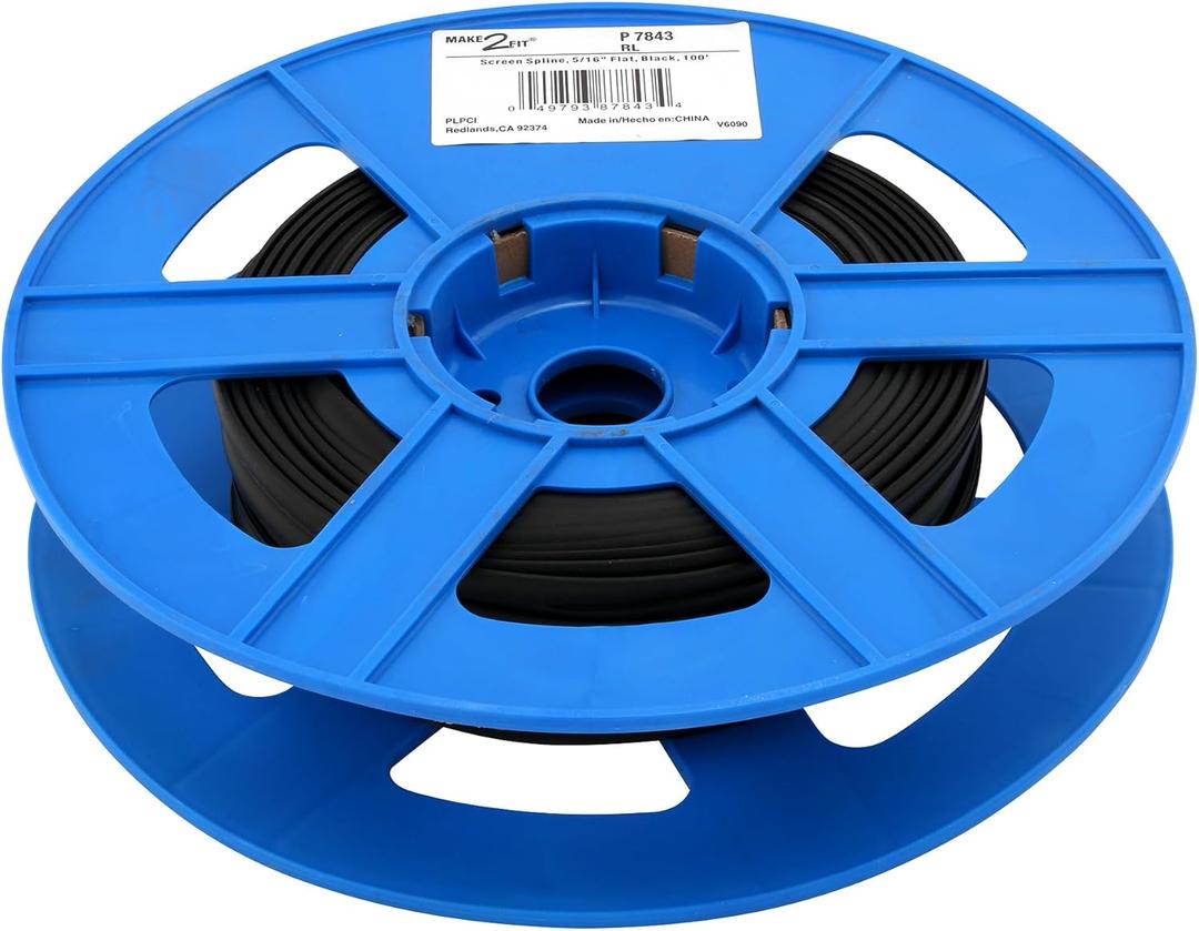 Prime-Line P 7843 5/16 In. x 100 foot Black, Flat Screen Spline (1 Roll)