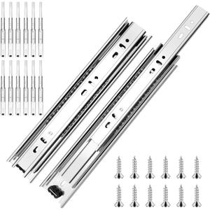 22 inch Ball Bearing Drawer Slides 6 Pairs (12pcs) - 100LB Capacity, Full Extension Side Mount Slides for Kitchen Cabinets, Wardrobes, Office Furniture (Silver 22inch)