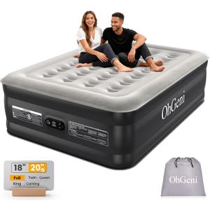 OhGeni 20" Full Air Mattress with Built in Pump, Blow up Mattresses, Colchones Inflables Airbed for Guests, Ideal for Elder People Home Use, Knee-Friendly Design, 600LBS