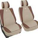FH Group Front Set Faux Leather Car Seat Cover Cushions for Low Back Seat, Universal Fit, Airbag Compatible Seat Cover for SUV, Sedan, Van, Beige Tan