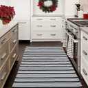 Black and White Striped Outdoor Rug Front Porch Rug 35.4'' x 59'' Front Door Mat Cotton Hand-Woven Reversible Mats for Outdoor,Entryway,Laundry Room,Farmhouse,Kitchen