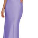 2026 Satin One Shoulder Maxi Dress for Women Summer Silk Formal Elegant Backless Ruffle Sleeveless Wedding Guest Dresses (Lilac, XL)