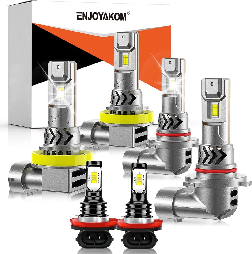 Upgraded Bulbs for Ford F250 F350 F450 F550 XL XLT 2023 2024 2025 Fog Lights Bulbs Combo, 800% Brightness White Truck Light, 1:1 Size as Stock Bulbs, Plug and Play, 6Pack