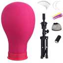 Wig Head 23 Inch Canvas Block Head Wig Stand with Mannequin Head for Wigs Making Display(23Inch, Rose)