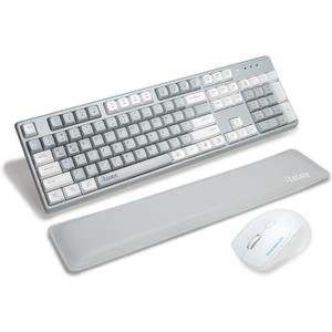 Wireless Keyboard and Mouse Combo with Wrist Rest, 2.4G Full-Sized Keyboard and Mouse Cordless, 3 DPI Adjustable Silent Mouse, Dual-System Keyboard for Computer/Laptop/Windows/Mac