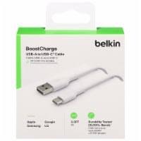 Belkin BoostCharge Nylon Braided USB C to Lightning Cable 6.6ft/2M - MFi Certified 18W Power Delivery iPhone Charger Cord - Apple Charger USB C Cable - Fast Charging for iPhone 14, iPhone 13 - White and Belkin BoostCharge USB-A to USB-C Cable