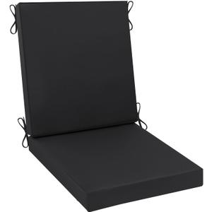 AAAAAcessories Outdoor Seat Cushions for Chairs, Waterproof, Fade-Resistant Patio Furniture Replacement Cushions, 20" x 20" x 3" + 20" x 24" x 3", Black (20x20-24'' High Back-1 Count)