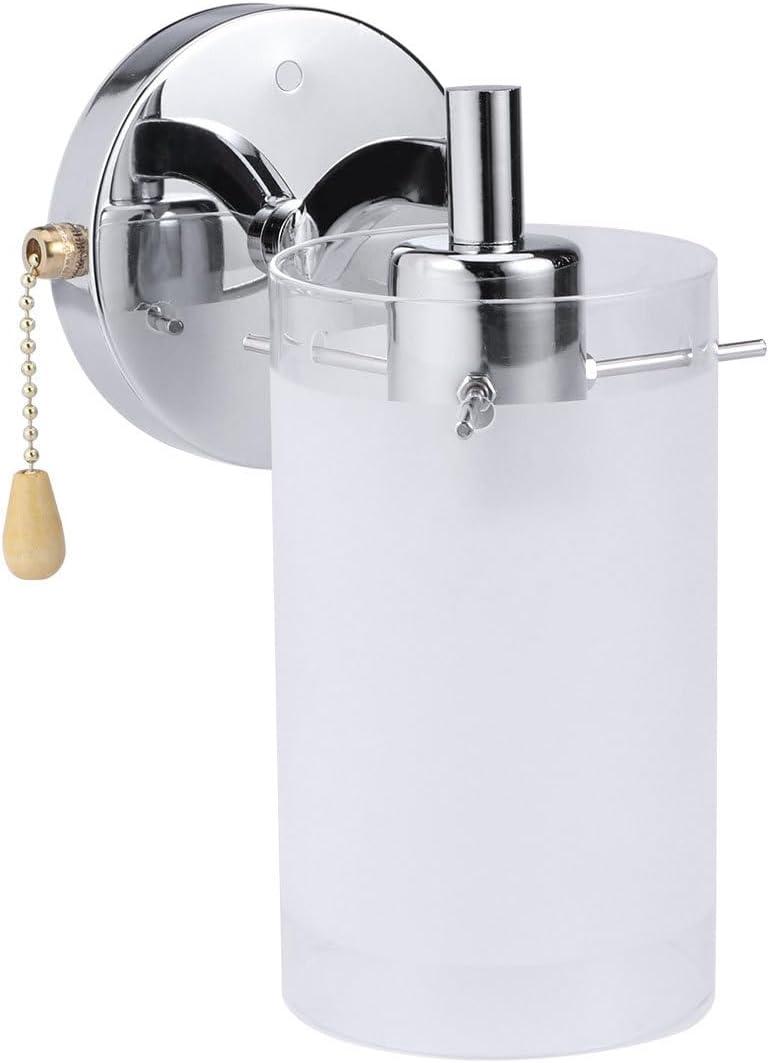 Veemoon Wall Light Fixture with Pull Chain, Enterway Glass Wall Mount Lamp Vintage Farmhouse Corridor Decorative Lamp Pull Closet Light for Bedroom Hallway Bathroom (12V-240, E27, No Bulb Included)