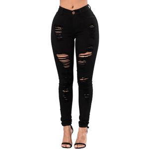 Women's High Waisted Ripped Jeans Slim Fit Distressed Skinny Jeans Stretch Butt Lifting Denim Pants (Medium, Black02)