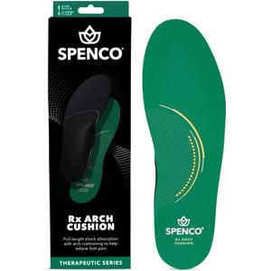 Spenco RX Arch Cushion Full Length Comfort Support Shoe Insoles, Women's 7-8.5/Men's 6-7.5 Green
