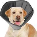 Soft Dog Cone for Small Medium Large Pets After Surgery, Comfy Cone for Dogs, Cones for Dogs to Stop Licking, Pet Elizabethan Collar Alternative to Prevent Licking Wounds (Grey, M)