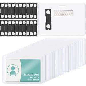 25 Pack Clear Vinyl Magnetic Badge Holder 4x3 Horizontal ID Card Name Tag Waterproof Magnet Name Tags Clear Name Badge Magnets Holder Reusable Waterproof for Teachers Doctors Nurses Hold 3x2 Card