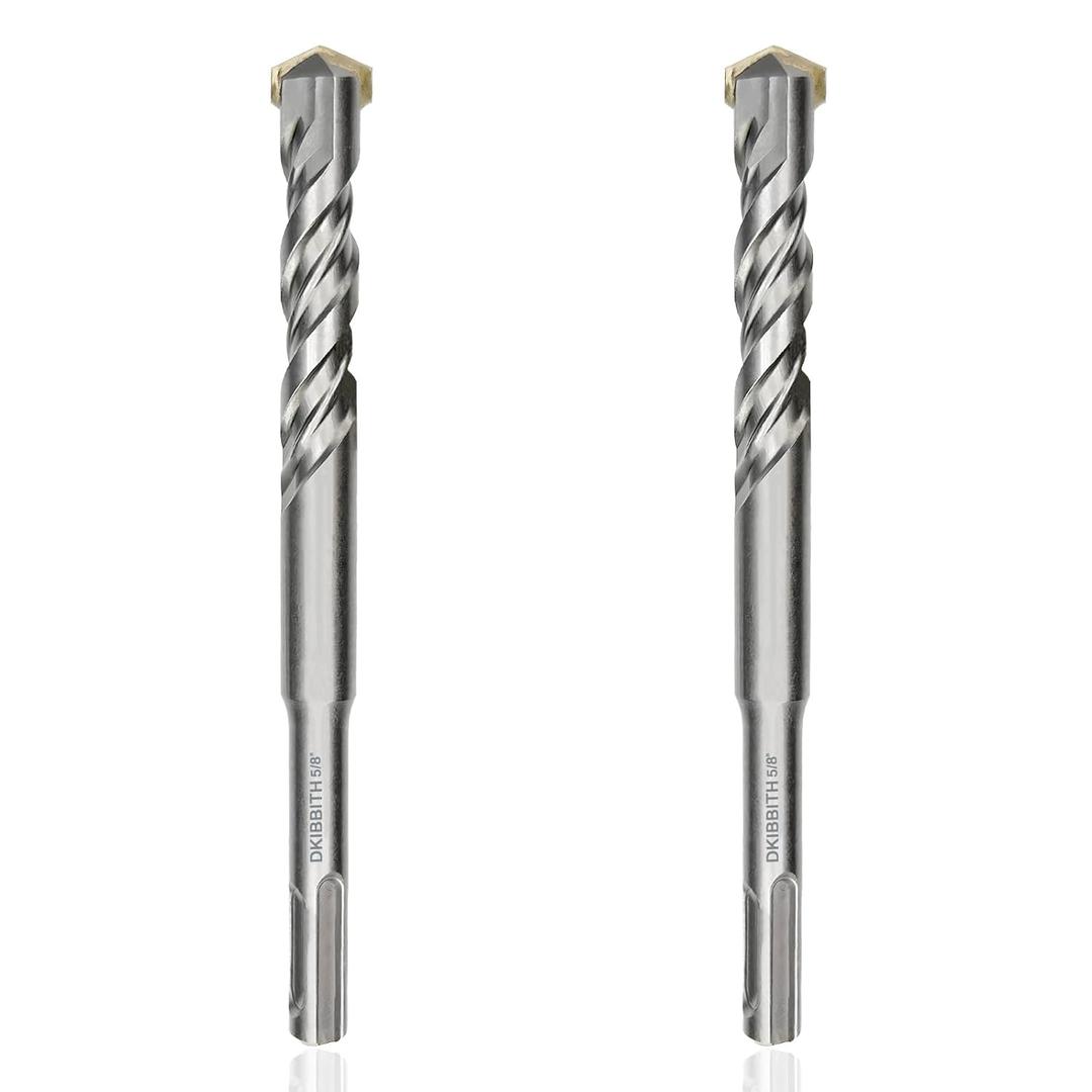 2-Piece 5/8" SDS Plus Drill Bits Rotary Hammer Drill Bit Set, Carbide Tipped for Drilling Concrete Cement Porcelain Tiles Ceramic Pots Stone Brick, Diameter 16mm, 160mm Long, SDS Plus Shank