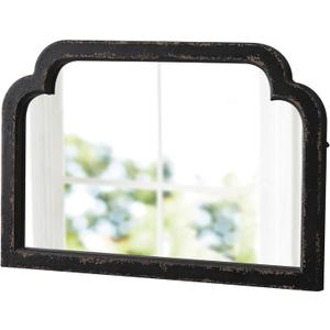 Rustic Black Arched Mirror for Entryway 16 X 24 Inch, Wood Framed