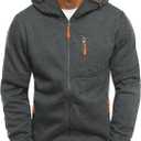 Men's Zip Up Fleece Hoodie Lightweight Sweatshirt Long Sleeve Sports Hooded Jacket with Zipper Pockets Dark Grey