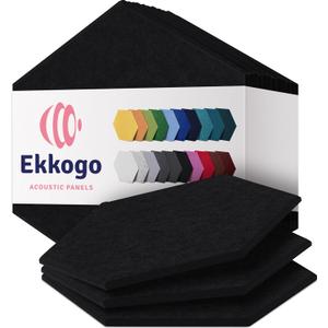 Acoustic Panels 12-Pack Soundproof Wall Panels 14"X12.1"X0.4" Sound Panels High Density Sound Dampening Panels - [Deep Black Hexagon]