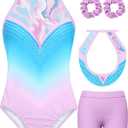 MOLLDAN Gymnastics Leotard for Girls Halter Neck Biketard Unitard Tumbling Activewear for Kids,No Diamond 8Y