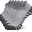 Airacker Ankle Athletic Running Socks Cushioned Breathable Low Cut Sports Tab Socks for Men and Women (6 Pairs) (12-14, Grey)