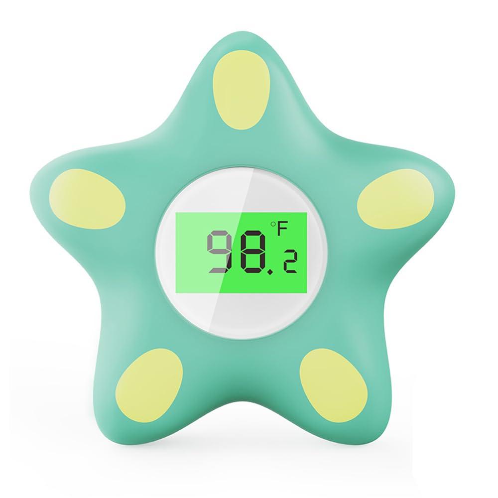 Baby Bath Thermometer, Infant Digital Water Thermometer Safety with 4 Color Backlit and Temperature Warning, Room Thermometers Floating Toy for Infant, Toddler, Bathtub, Swimming Pool (Green)