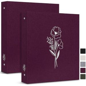 Lanpn Aesthetic 3 Ring Binder 6 Packs, Linen Hardcover 1 inch Round Rings Folder Holder Planner Fits Letter Size 8.5” x 11" Paper for Office School Journaling Collections (Purple)