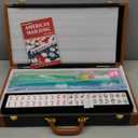 Premium Mahjong Tile Set, American Mahjong Set with 4 Racks and Pushers, 166 Mah Jongg Tiles with Wind Indicator, Dice & Chips, Manual, All In One Mahjong Gifts for Travel (Black Leatherette Case)