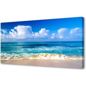 Muolunna BK6750 Beach Wall Art Canvas Prints - Ocean Seascape Tropical Blue Sea Coast Picture Nature Landscape Artwork for Living Room Bedroom Office Home Wall Decor, Large Framed 20x40 inch