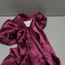 COUXILY Womens Satin Button Down Shirt Business Casual Long Sleeve Silk Blouse Collared Curved Hem Slim Fit Office Work Tops (Purple), XL