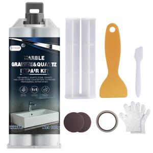 Quartz Countertop Chip Repair Kit, White Granite & Marble Repair Kit, Suitable for Granite, Marble, and Other Stone Surface Crack Quartz Chip Repair Adhesive